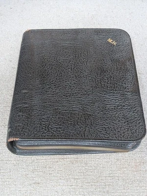 Vintage 1950's Talon Japanese Black Leather 3 Ring School Binder  - Image 1 of 4