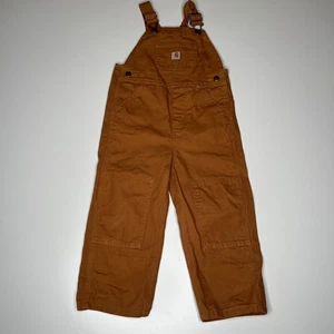 Carhartt Kinder Latzhose 3T Brown Duck Canvas Bibs Double Knee 100% Baumwolle Arbeit - Bild 1 von 10