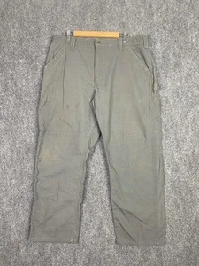 Carhartt Carpenter Pants Mens 38x30 in Grey Canvas Original Dungaree Fit Cotton - Picture 1 of 16