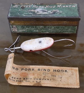 Vintage 20er Jahre Al Foss Schweineschwarte Minnow Sportmans Köder CIB - Bild 1 von 7