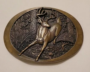 Vtg Whitetail Deer Buck Bass Pro Shops 1st Edition #34 Belt Buckle Solid Brass - Picture 1 of 6
