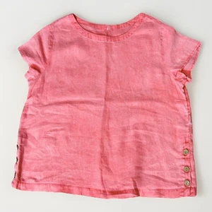 C&C California 100% Linen Button Sides Short Sleeve Pink Shirt Size M - Picture 1 of 3