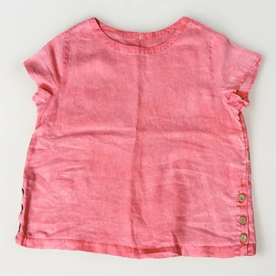 C&C California 100% Linen Button Sides Short Sleeve Pink Shirt Size M - Image 1 of 3