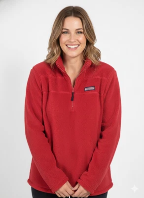 Pullover Vineyard Vines polar Martha’s Wineyard suave rojo difuso 1/4 cremallera 2XL Foto 1 de 4