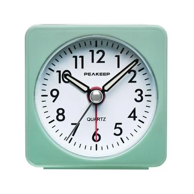Ultra Small Aquamarine Travel Alarm Clock Pocket Size Silent Sweep Alarm 2x2 ... - Image 1 of 4