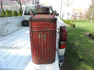 Vintage Ellisco Embossed 10 Gallon Gallions Red Oil Gas Can Container Height 26" - Picture 1 of 12