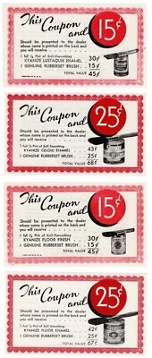 Kyanize Paint Set of 4 Coupons - ca. 1940 - The Stone Company, Danbury, CT [A] - Image 1 of 2