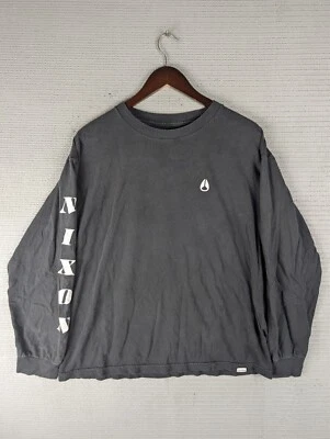 Nixon Camiseta Manga Larga Reloj Skate Surf Talla Grande Desteñido Negro Foto 1 de 4