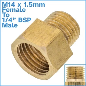 M14 x 1.5mm Female To 1/4" BSP Male Brass Pipe Reducer Thread Adapter Fitting - Bild 1 von 3
