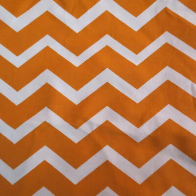 3 yards Chevron Orange White Cotton Quilt Fabric Craft Material - Image 1 of 2