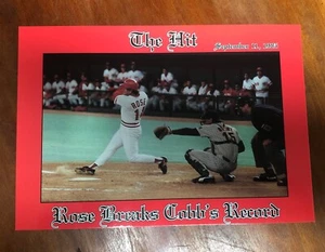 Vintage 1985 The Hit Pete Rose Breaks Cobb's Record Postcards Souvenir Collector - Picture 1 of 3