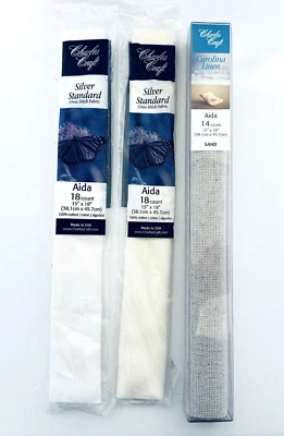 Charles Craft Aida Cloth Mixed Lot Cotton and Linen 14 & 18 Count Cross Stitch - Image 1 of 4