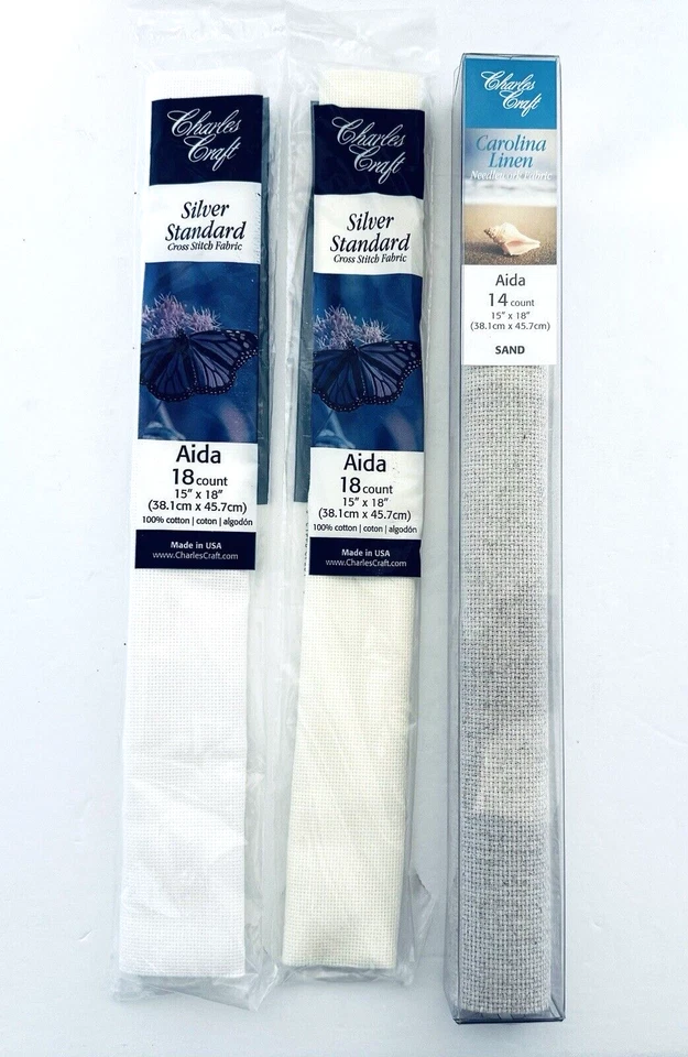 Charles Craft Aida Cloth Mixed Lot Cotton and Linen 14 & 18 Count Cross Stitch - Image 1 of 4