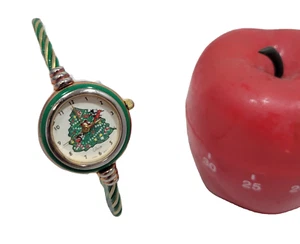 Women's Christmas Tree Themed Holiday Quartz Watch with Cuff Bracelet Generic - Picture 1 of 1