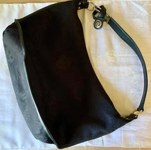 Anne Klein Handbag Purse Black Clip-on Leather Handle Key/Tag Loop Inner Pockets - Picture 1 of 14