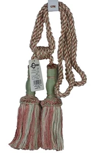 Conso 22048 P61 SEA GREEN CLAY Mix Drapery Double 8" Tassel Tieback 30" Spread - Picture 1 of 2