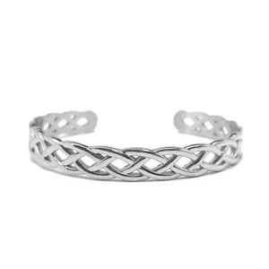 Silver Celtic Irish Braid Cuff Bracelet Womens Stainless Steel Non Tarnish - Picture 1 of 6