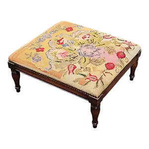 Antico SGABELLO PANCHETTO Pouf in Legno di Faggio Italia stile Luigi Filippo 900 - Foto 1 di 7
