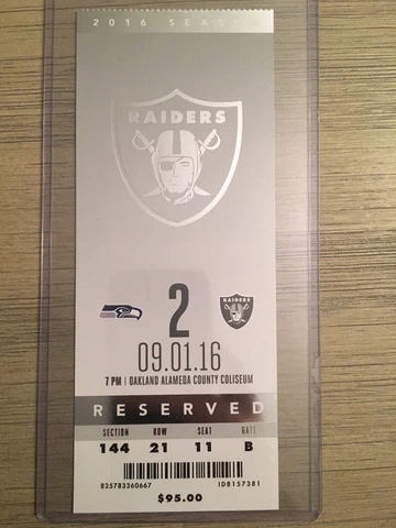 2016 Oakland Raiders Official NFL Mint Season Ticket Stub - pick any game! Cover