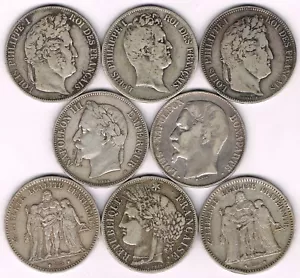FRANCE.8 PIECES DE 5 FRANCS en ARGENT UNION LATINE 900‰.25 gr.ref 2024.12.7 - Foto 1 di 2
