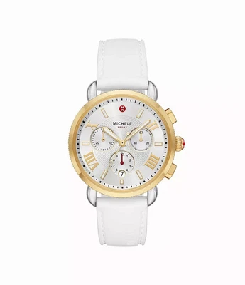 Michele Sporty Sport Sail oro amarillo dos tonos correa de silicona blanca MWW01P000017 Foto 1 de 3