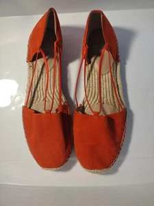 Zapatos Eileen Fisher para mujer talla 10 naranja gamuza alpargata planos con cordones al tobillo - Imagen 1 de 4