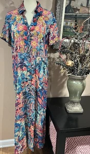 Soft Sourroundings Florence Schlitze Blumen Kurzarm Quasten Maxikleid Gr. S - Bild 1 von 12