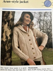 Original Knitting Pattern - Ladies Aran Style Chunky Jacket Cardigan - Picture 1 of 1