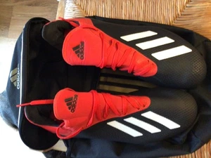 Adidas x Fußballschuhe Gr. 9 Formstollen Socke/Schnürer rot/schwarz mit Tasche - Bild 1 von 12