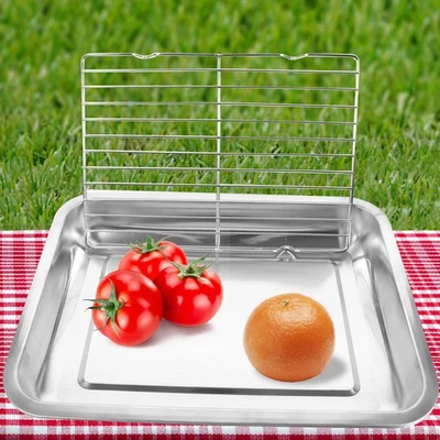  Piatti Acciaio Inox Vassoi Per Alimenti Piastre Inossidabile Piatto - Immagine 1 di 4