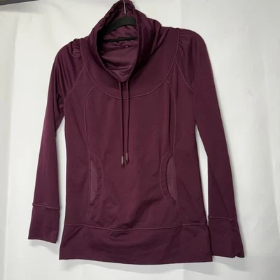 Prana Mujer Embudo Capucha Cuello Manga Larga Pullover Top Púrpura Atlético Pequeño Foto 1 de 4