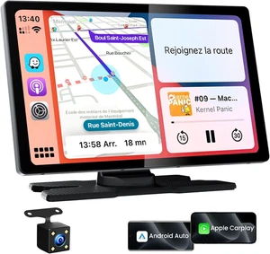 9.0" Wireless Carplay Screen for Car, Android Auto Screen for Car with Backup Ca - Picture 1 of 9