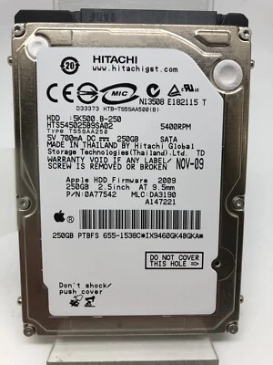 Internal Hard Drive 2,5Pouces HDD 250GB Hitachi Model HTS545025B9SA02 Used - Image 1 of 4