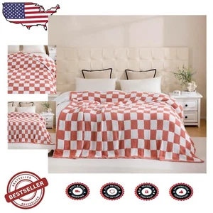 Plush Checkered Throw Blanket - Queen/King Size 80''x90'' for Cozy Elegance - Picture 1 of 12