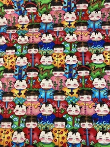 ASIAN FRIENDS Michael Miller Cotton Fabric 1 Yard X 42" C-749 - Picture 1 of 9