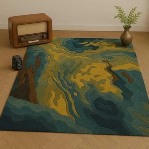 Alfombras suaves de lana pura de diseño moderno acolchadas a mano para sala de estar cocina corte pasillo. - Imagen 1 de 4