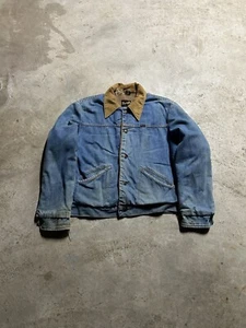 Vintage 70s Wrangler Lined Corduroy Collar Denim Jacket - Picture 1 of 10
