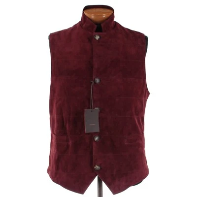 Rifugio NWT Vest / Bodywarmer Size 52 (Large US) In Maroon Suede Handmade - Image 1 of 4