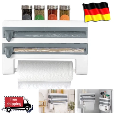 Rollenhalter Wand Küchenrollenhalter mit Regal Küchenrollenspender Ohne Bohren - Bild 1 von 4