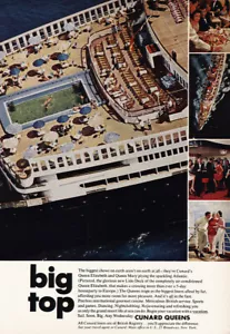 1966 Cunard Queens: Big Top Vintage Print Ad - Picture 1 of 1