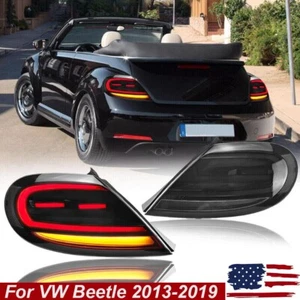 For VW Beetle 2013-2019 Smoke LED Taillight w/ Sequential Turn Signal Rear Lamps - Picture 1 of 9