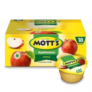 Mott's Applesauce 4 Oz Cups 18 Count No Artificial Flavors Good Source Vitamin C - Picture 1 of 7