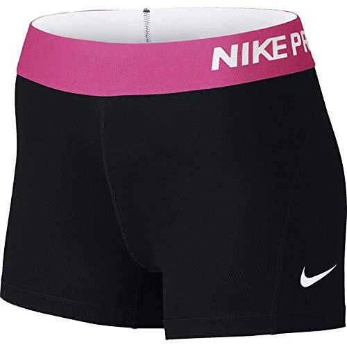 NIKE Women's Pro 3" Training Shorts, Black/Vivid Pink/White - Brand New-Unopened - Image 1 of 4
