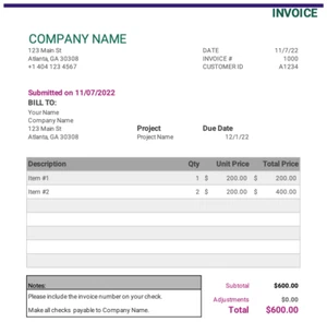 Business Invoice Template - Easy to Use Microsoft Excel & Google Sheets Template - Picture 1 of 4