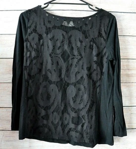Kookai Top Tee Wool Womens Size 2 Black Lace Back long SLeeve - Picture 1 of 4