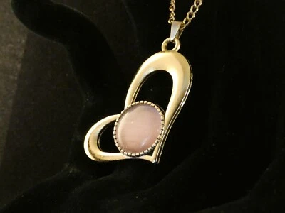 Herz mit Stein Rose Anhänger Halskette 24 Karat Vergoldet Liebe Love Deluxe - Bild 1 von 4