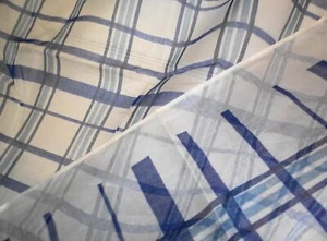 Vintage durchsichtig Nylon blau weiß kariert Stoff 2 2/3 Yards 45" breit - Bild 1 von 3