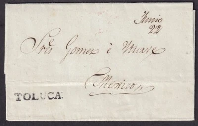 Mexico 1834 folded letter TOLUCA - Image 1 of 2
