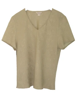 Green Short Sleeve V Neck Blouse - Picture 1 of 2