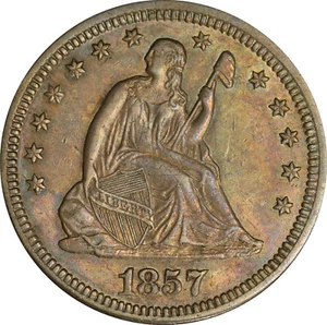 1857-O AU53 Seated Liberty Quarter, PCGS 46345966 - Picture 1 of 4